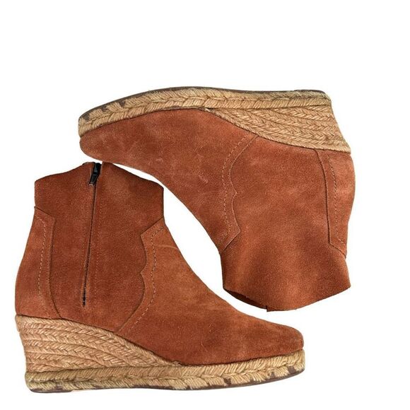 Anthropologie HOLDING HORSES 39 MAMBA BOOTIES Suede Rafia Wedge Spain festival - Picture 3 of 10